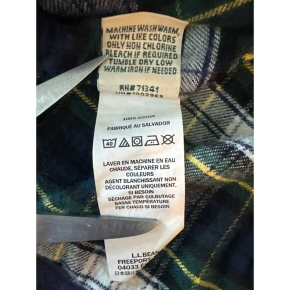 L.L. Bean Womens Scotch Plaid Flannel Shirt Large Zip Hoodie Jacket Tartan Blue - Picture 7 of 7